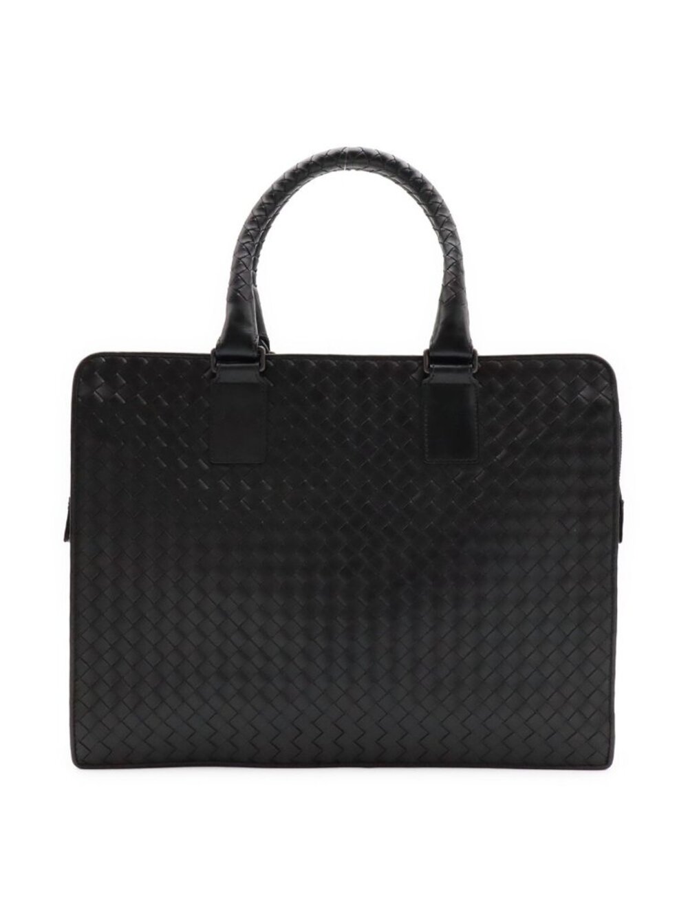 Bottega Veneta Intrecciato Business Briefcase Documents Purse Leather Black